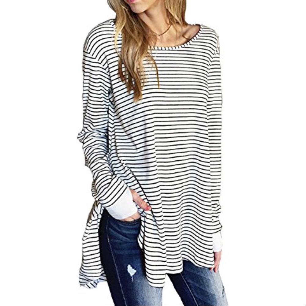 Black & White striped top sz XL